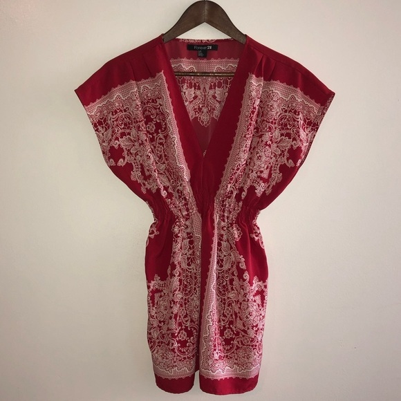 Forever 21 Dresses & Skirts - Forever 21 Red Bandana Dress with Elastic Gathered Waist Size Small